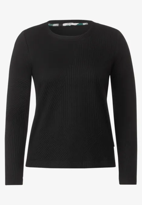 Shirt met lange mouwen en structuur Black
