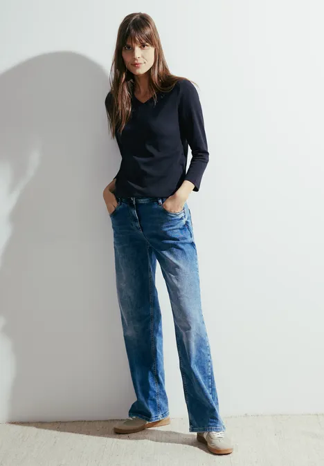 Basic Langarmshirt universal blue