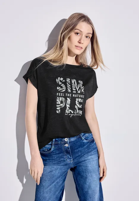 T-Shirt Rayé Femme Cecil - Manches 3/4, Coton Modal Doux, Col Bateau, Taille Standard