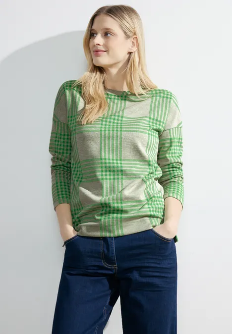 T-shirt à carreaux jacquard celery green