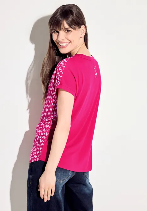 T-Shirt im Materialmix pink sorbet