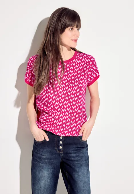 T-Shirt im Materialmix pink sorbet