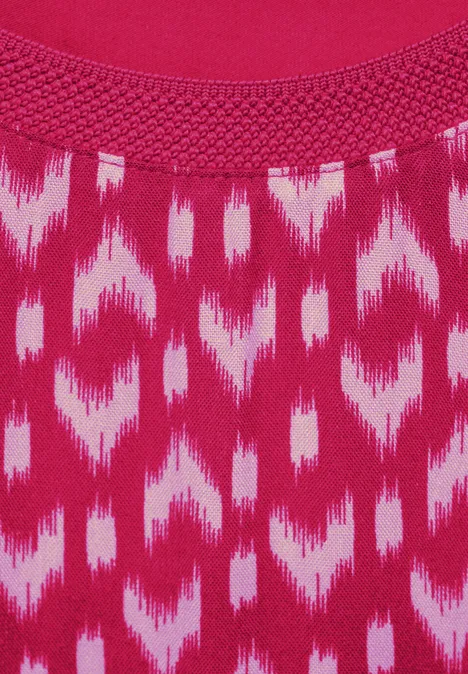 T-Shirt im Materialmix pink sorbet