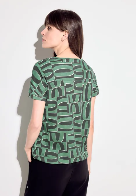 Print Tunikashirt raw salvia green