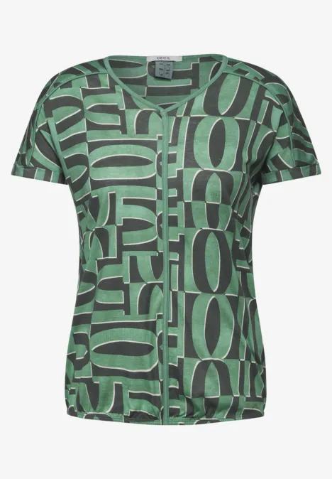 Print Tunikashirt raw salvia green