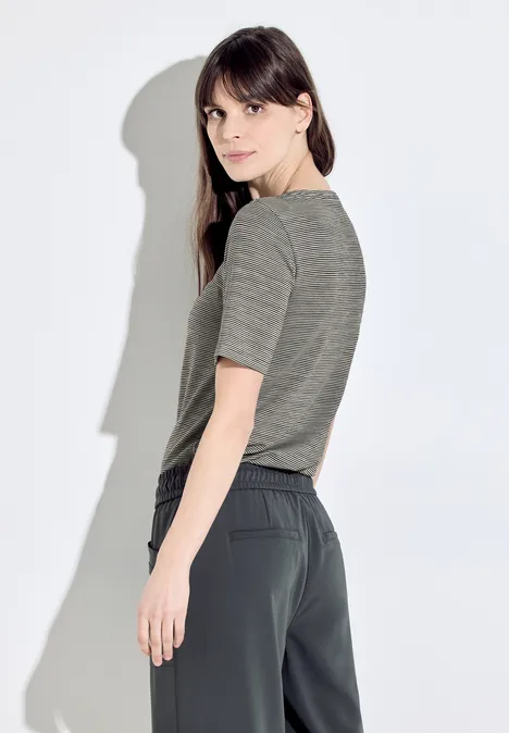 Melange Streifen T-Shirt universal blue