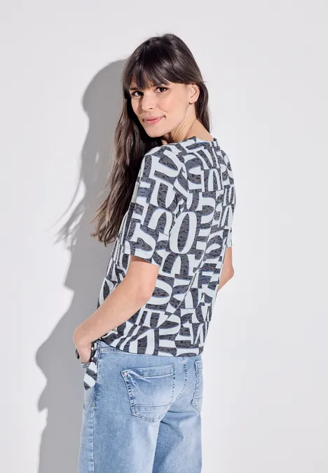 Burn Out Print T-Shirt universal blue