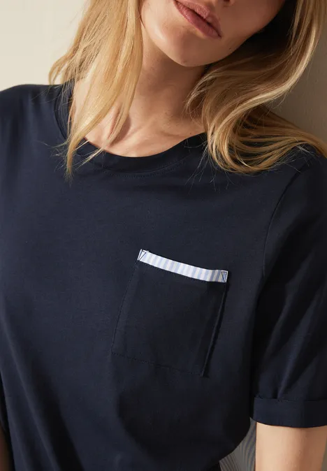 Materialmix T-Shirt universal blue