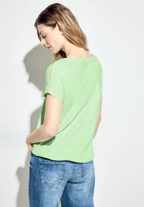 T-Shirt mit Knopfdetail matcha lime