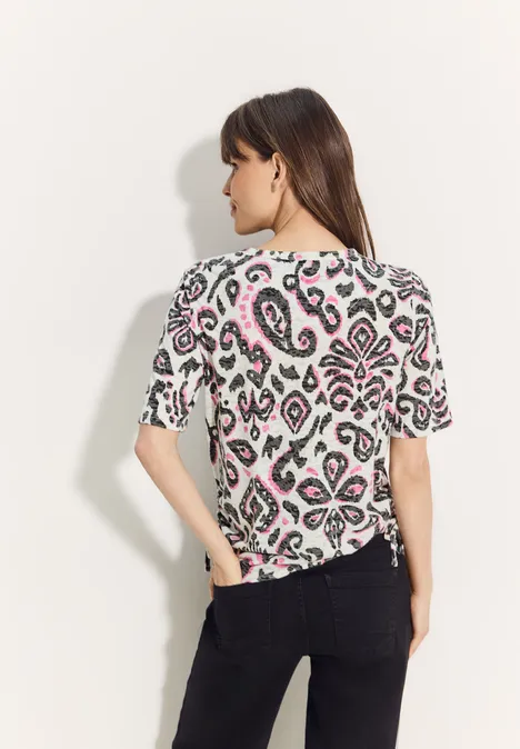 Print Burn Out T-Shirt vanilla white