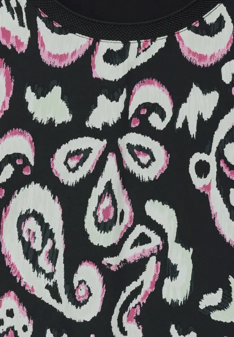 T-Shirt mit Materialmix Black