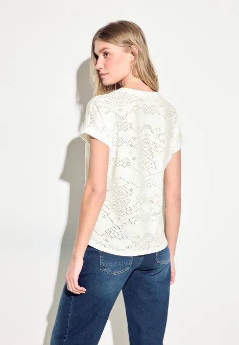 T-shirt ajouré vanilla white