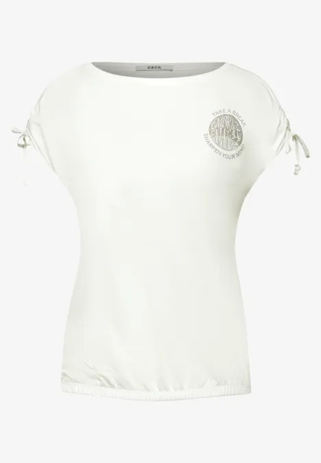 T-Shirt mit Raffung vanilla white