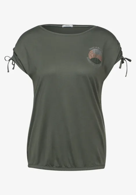 T-Shirt mit Raffung cool khaki