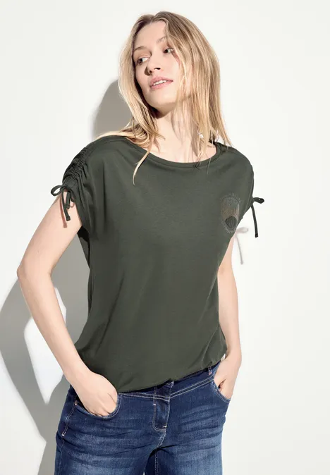 T-Shirt mit Raffung cool khaki