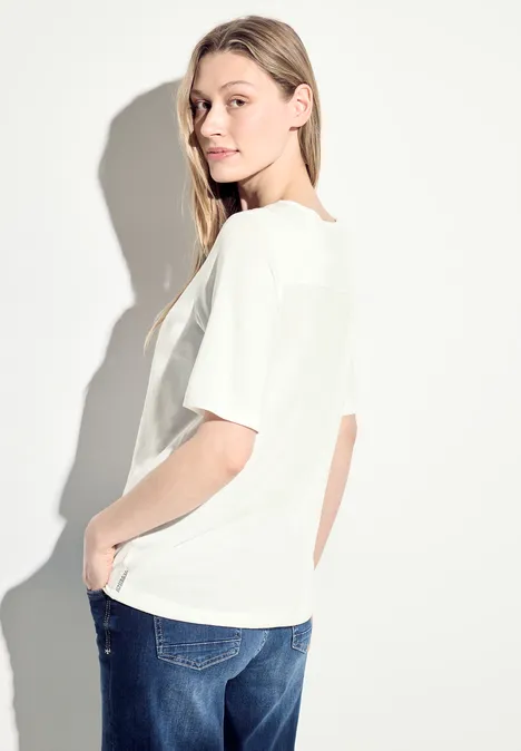 T-Shirt mit Print Detail vanilla white