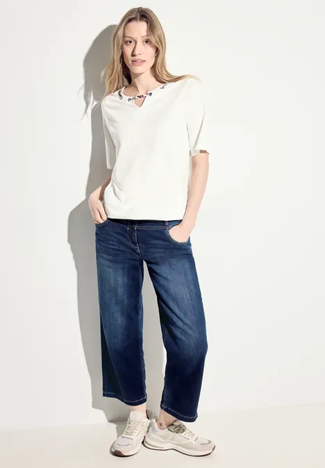 T-Shirt mit Print Detail vanilla white