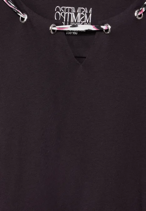 T-Shirt mit Print Detail aubergine red