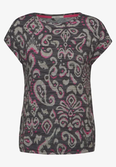 Ornament Print T-Shirt Black