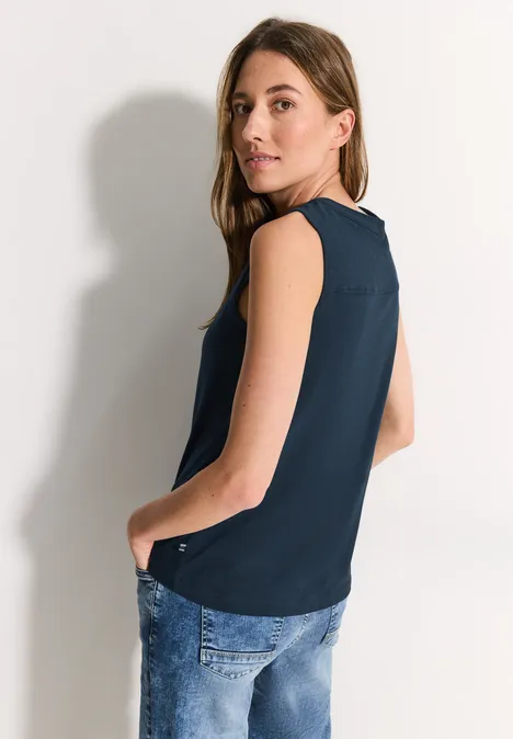 Top mit Deko Element dark petrol blue