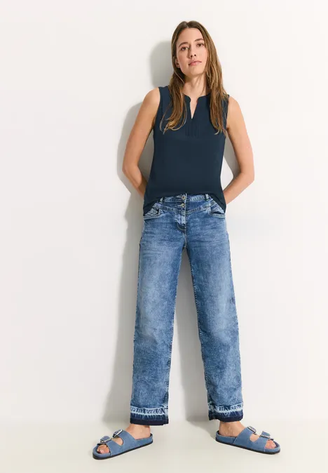 Top mit Deko Element dark petrol blue