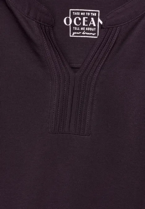 Top mit Deko Element aubergine red