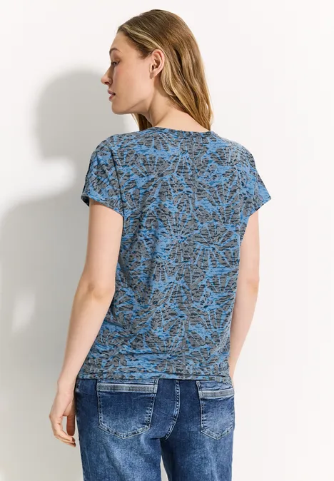 Burn Out Print T-Shirt easy blue
