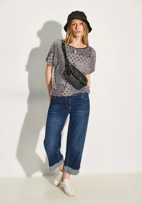 Patchwork Print T-Shirt aubergine red