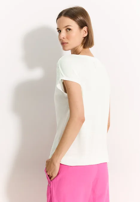 T-Shirt mit Spitzendetail vanilla white