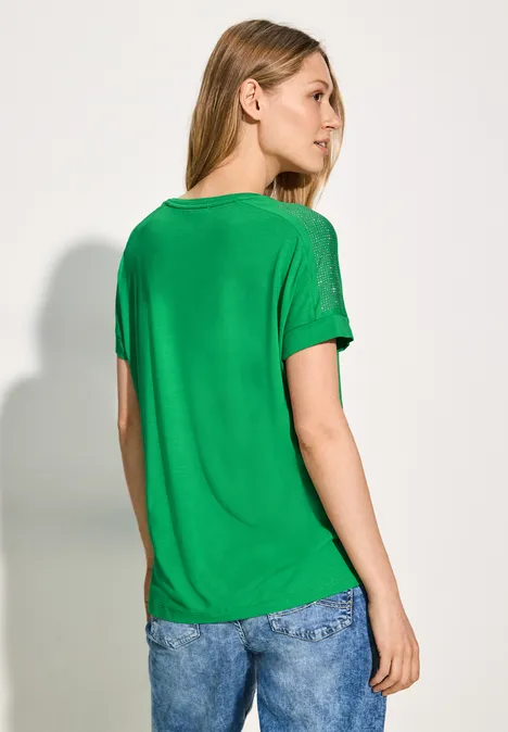 T-Shirt mit Steinchen fresh apple green