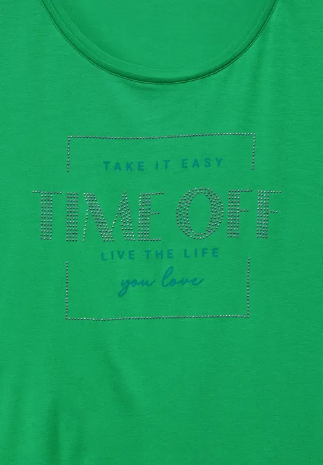 T-Shirt mit Steinchen fresh apple green