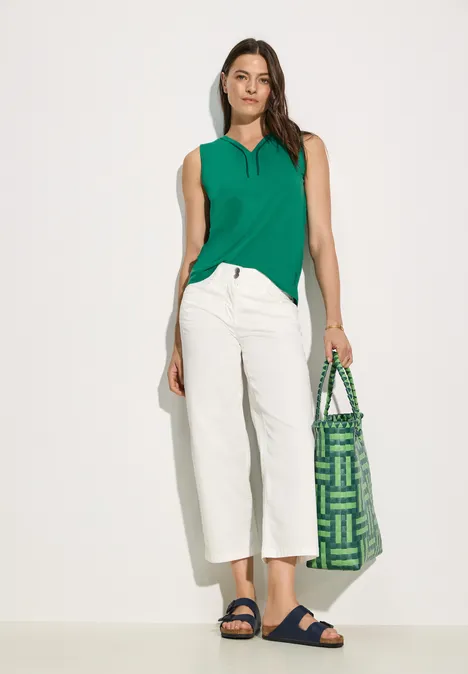 Top avec bande passepoilée malachite green