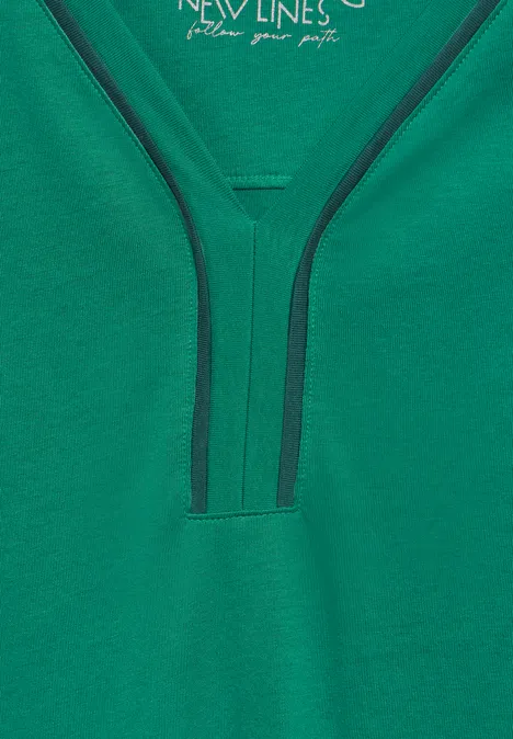 Top avec bande passepoilée malachite green