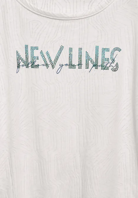 T-Shirt mit Burn-Out Muster vanilla white