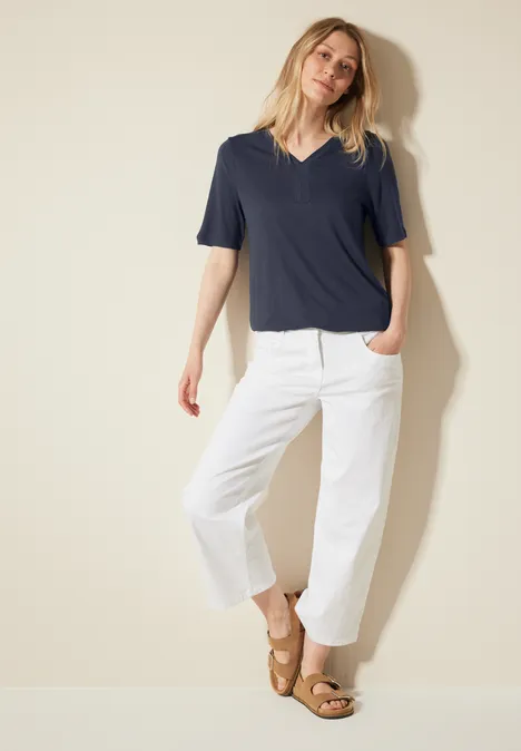 Tunika T-Shirt in Unifarbe universal blue