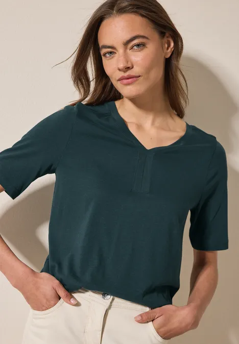 Tunika T-Shirt in Unifarbe fir green