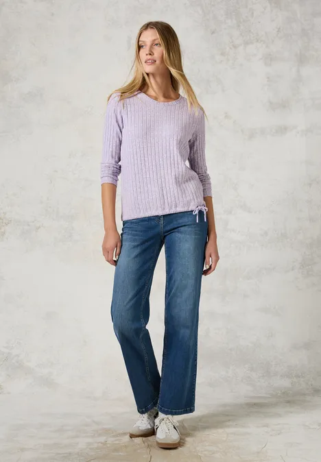 Shirt mit Rippenstruktur wild lilac melange