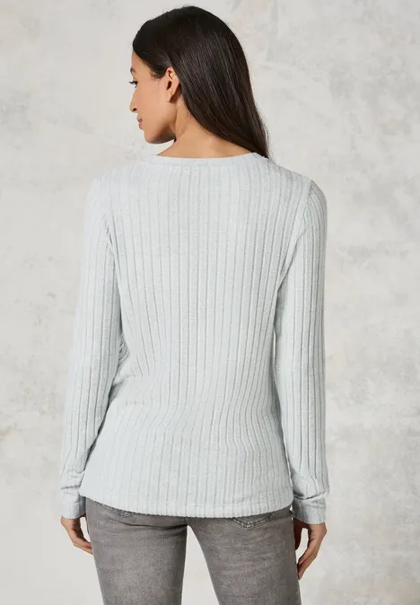 Shirt mit Rippenstruktur iced salvia green melange