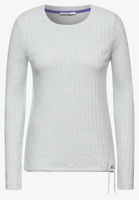 Shirt mit Rippenstruktur iced salvia green melange
