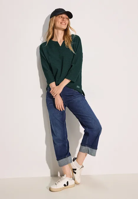 Overhemd met jaquardstructuur fir green