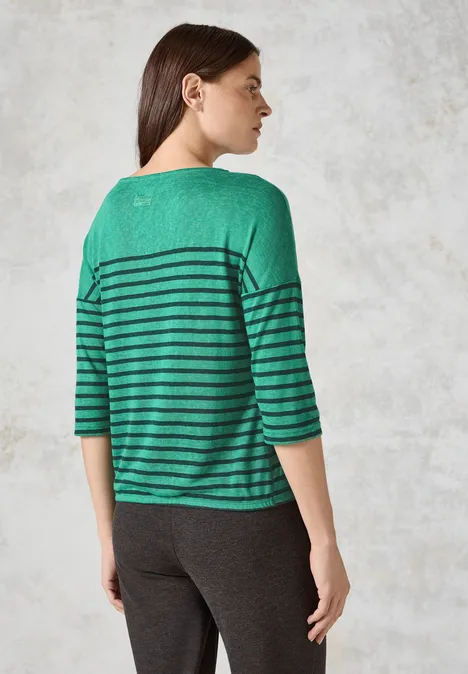 Shirt met knoop in de zoom malachite green
