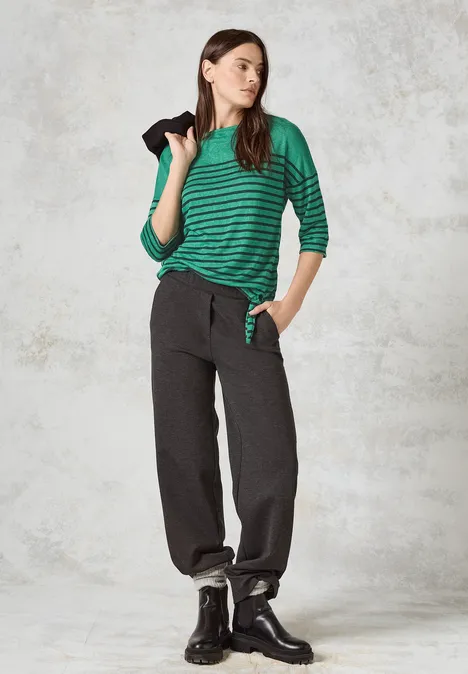 Shirt met knoop in de zoom malachite green
