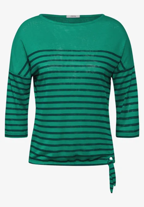 Shirt met knoop in de zoom malachite green