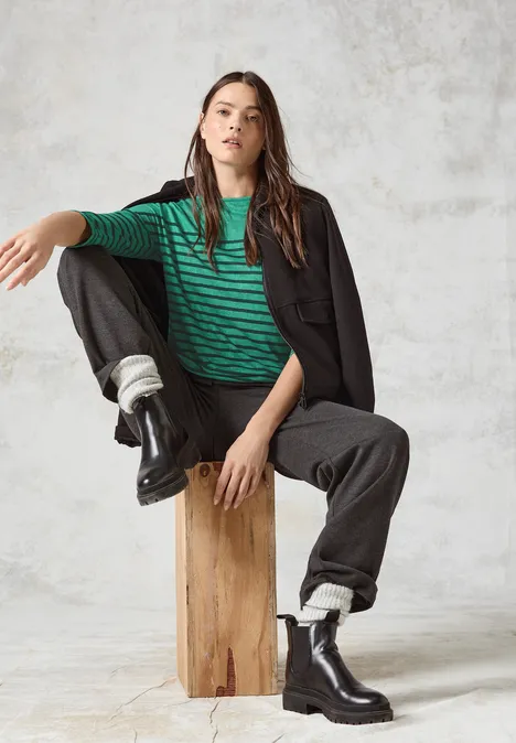 Shirt met knoop in de zoom malachite green