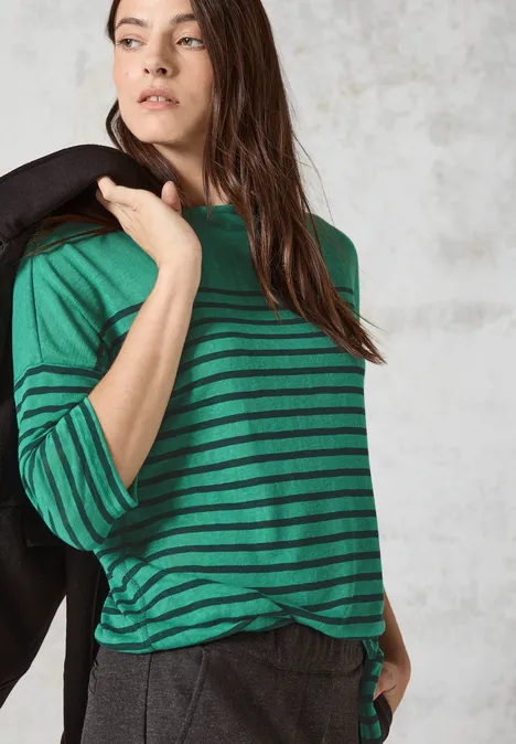 Shirt met knoop in de zoom malachite green