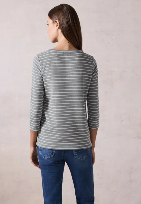 Gestreept overhemd chalk grey melange