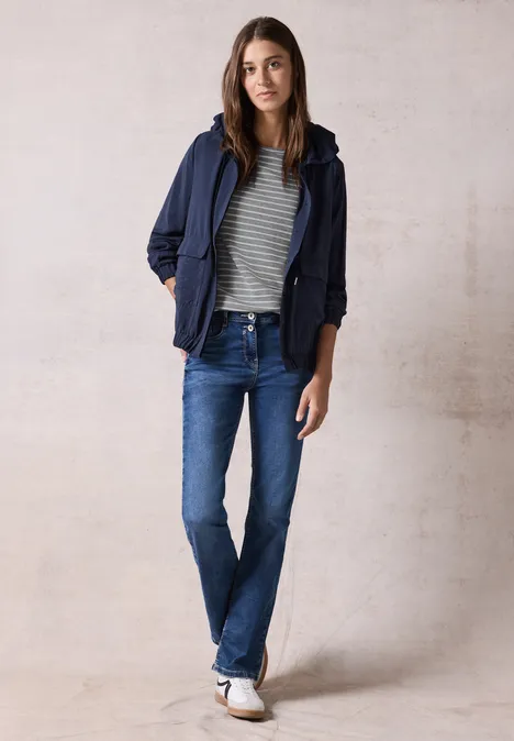 Gestreept overhemd chalk grey melange