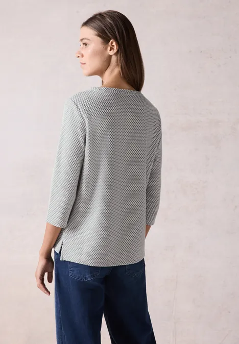 Shirt met wafelstructuur chalk grey melange
