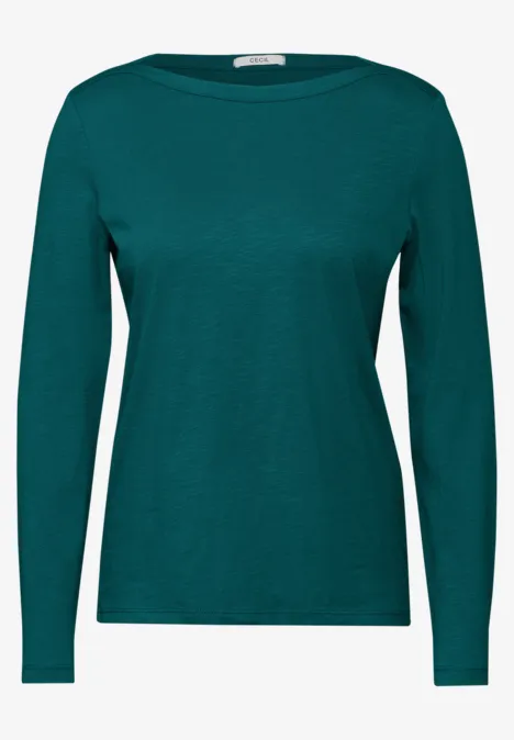 Shirt mit U-Boot-Ausschnitt petrol green