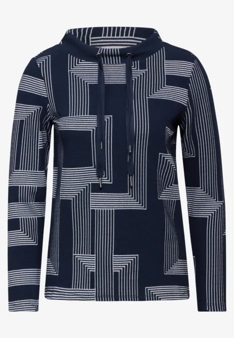 Jacquard shirt met lange mouwen deep petrol